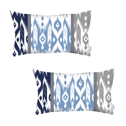 Ikat Set of 2 Lumbar 12’’x20’’ Boho Throw Pillow Covers