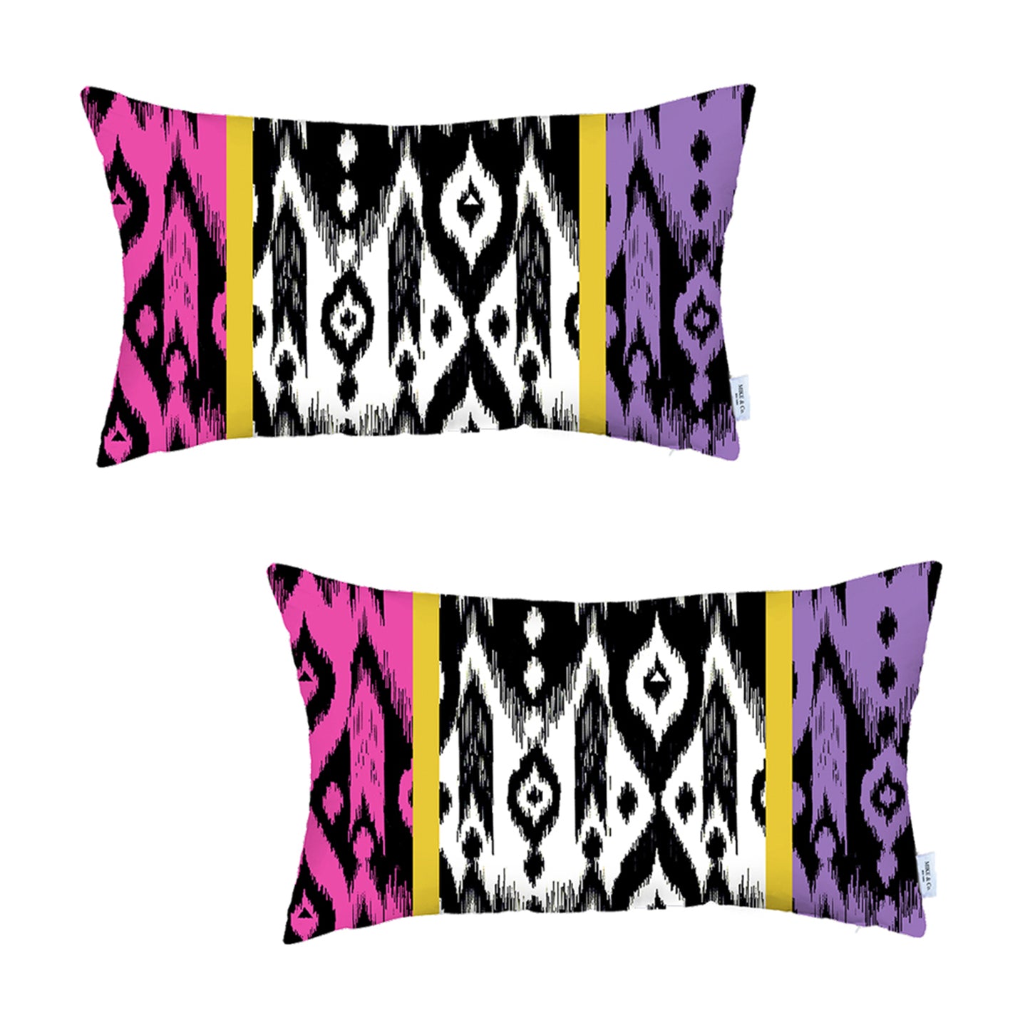 Ikat Set of 2 Lumbar 12’’x20’’ Boho Throw Pillow Covers