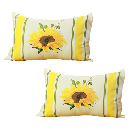 Decorative Fall Thanksgiving Throw Pillow Cover Set of 2 Sunflower 14" x 21" Lumbar for Couch, Bedding