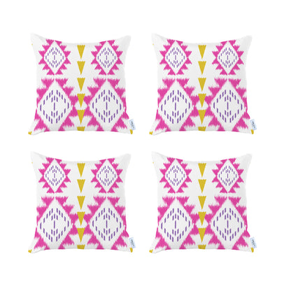 Ikat Set of 4 Square 18’’x18’’ Boho Throw Pillow Covers