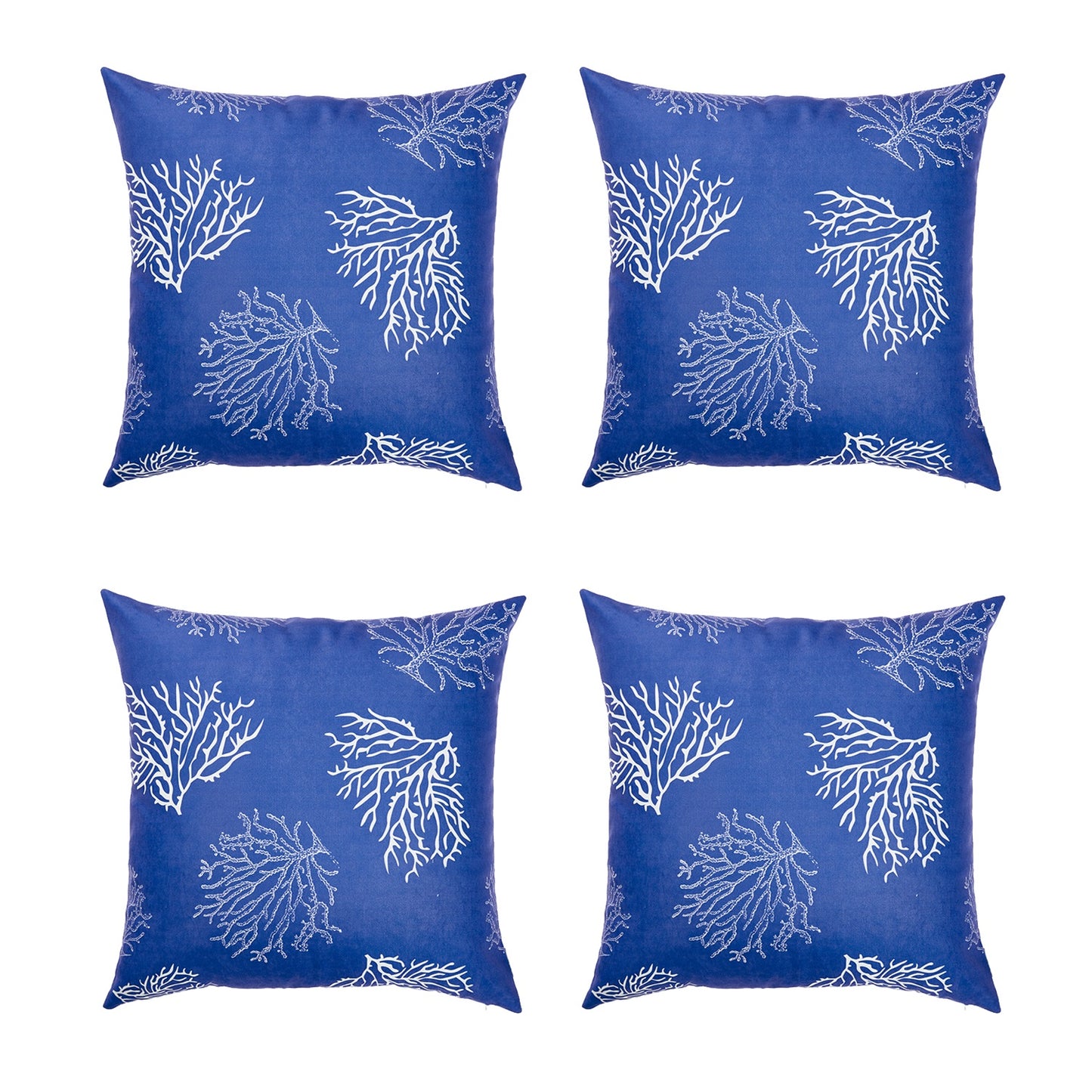 Nautical Coastal Red Reef Decorative Set of 4 Throw Pillow Covers 18" x 18" Square