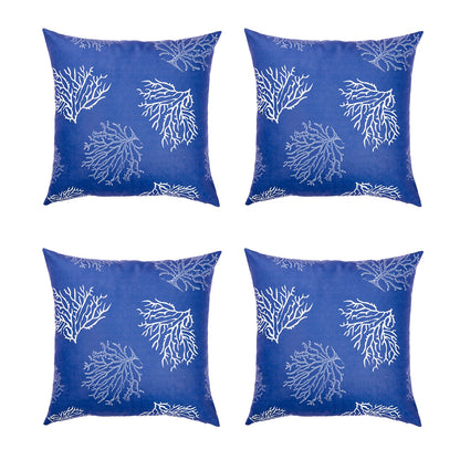 Nautical Coastal Red Reef Decorative Set of 4 Throw Pillow Covers 18" x 18" Square