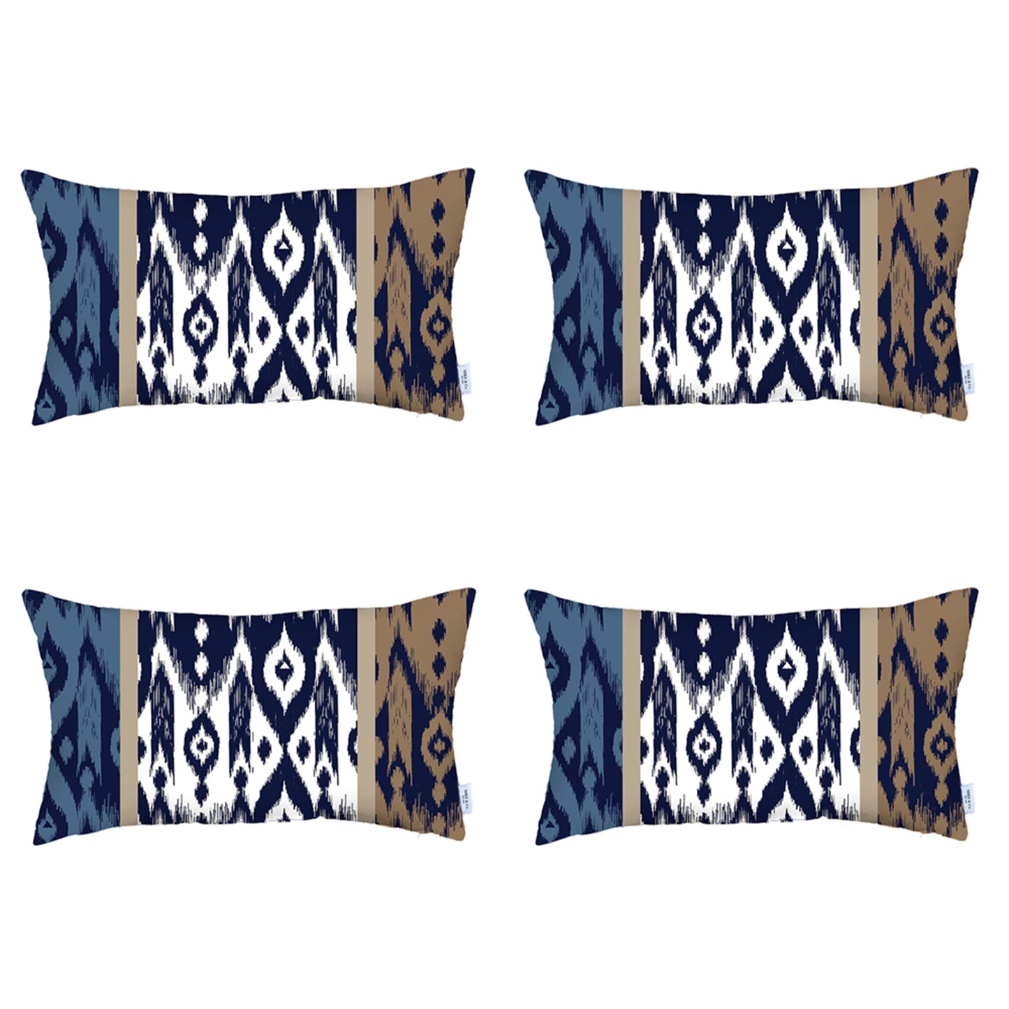 Ikat Set of 4 Lumbar 12’’x20’’ Boho Throw Pillow Covers