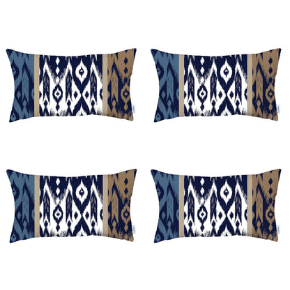 Ikat Set of 4 Lumbar 12’’x20’’ Boho Throw Pillow Covers