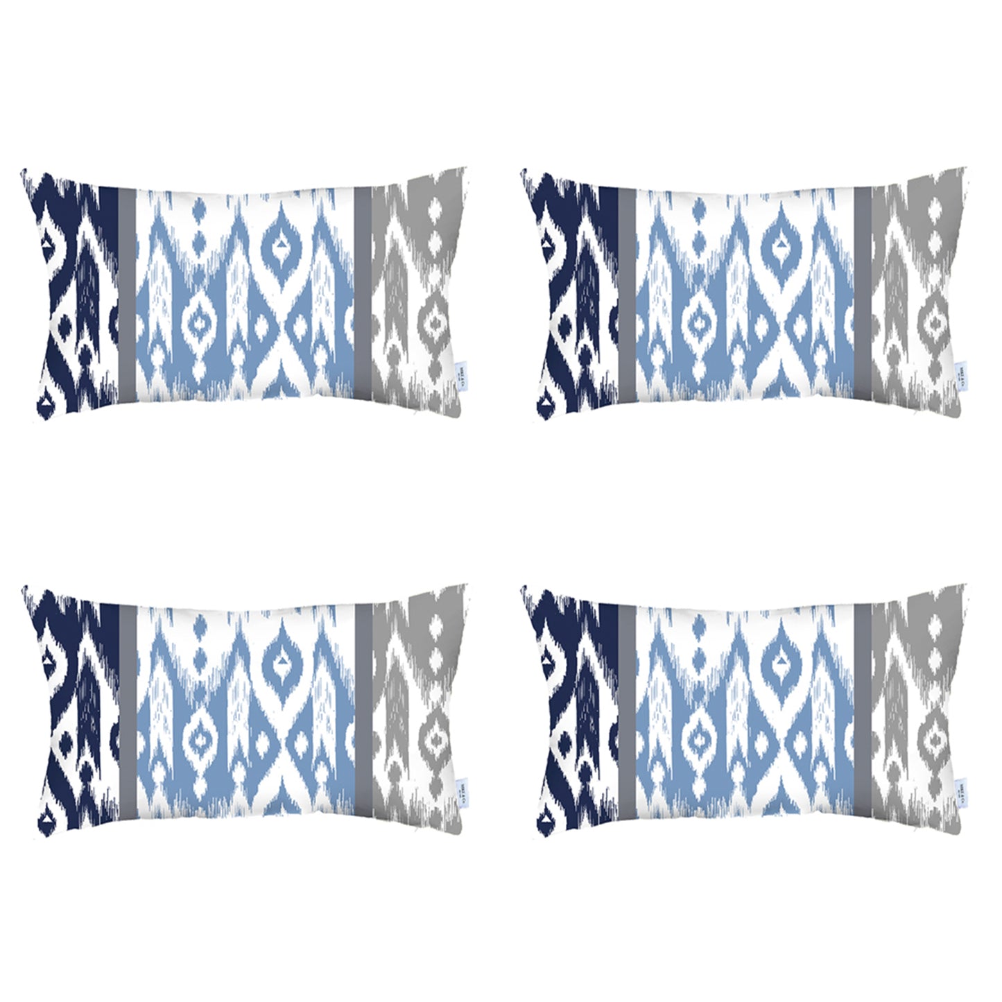 Ikat Set of 4 Lumbar 12’’x20’’ Boho Throw Pillow Covers