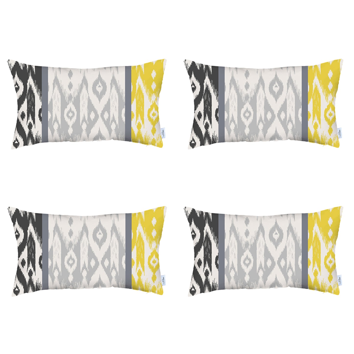 Ikat Set of 4 Lumbar 12’’x20’’ Boho Throw Pillow Covers