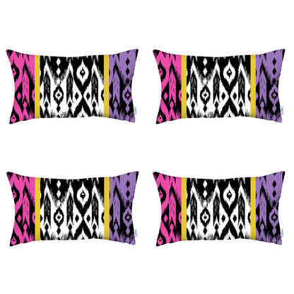 Ikat Set of 4 Lumbar 12’’x20’’ Boho Throw Pillow Covers