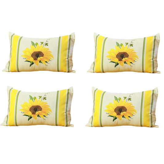 Decorative Fall Thanksgiving Throw Pillow Cover Set of 4 Sunflower 14" x 21" Lumbar for Couch, Bedding