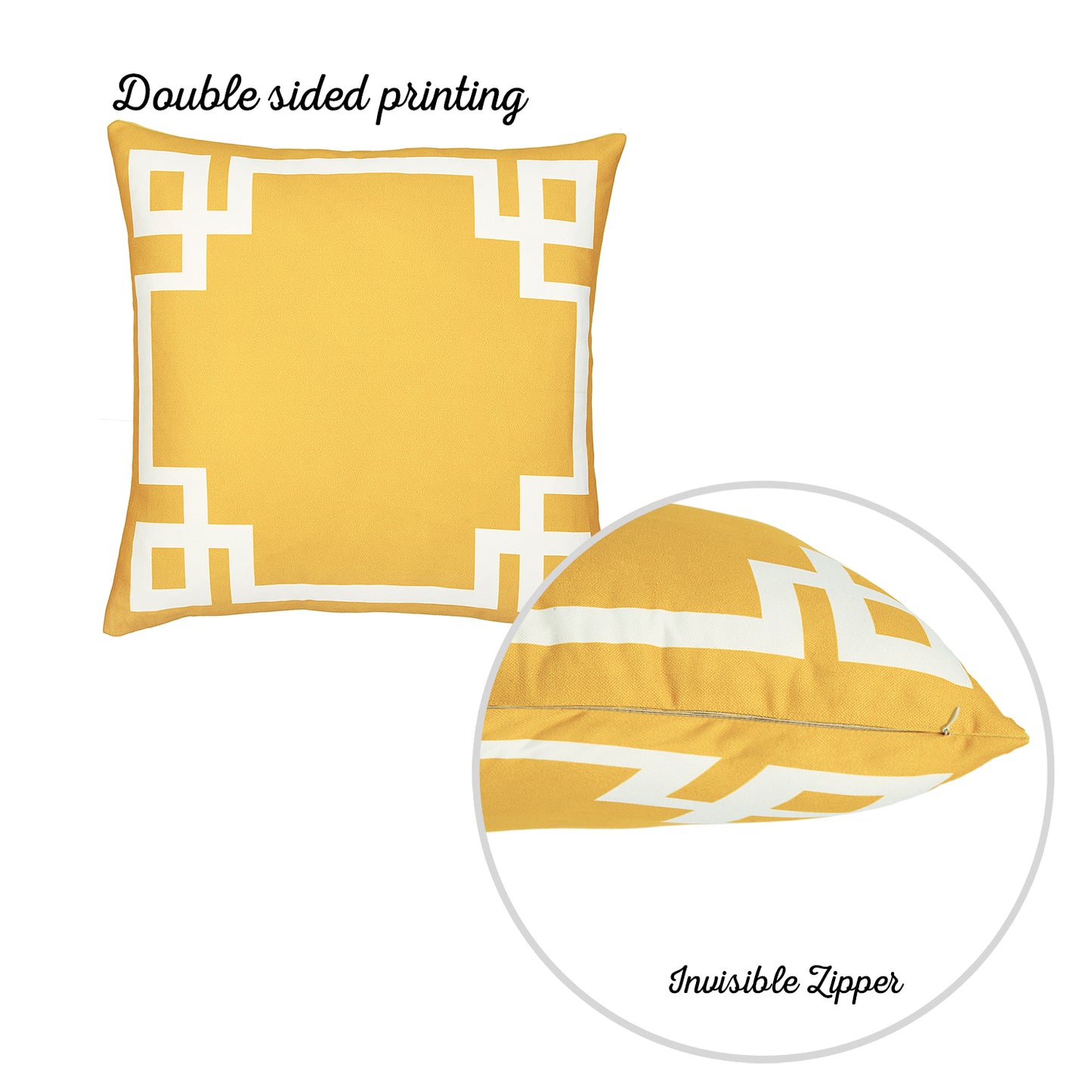 Geometric Yellow&White Square Throw Pillow Cover (Set of 4)