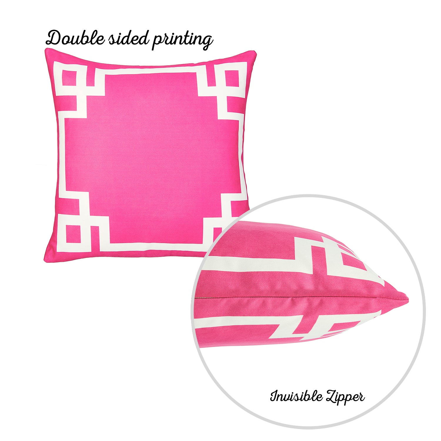 Geometric Pink&White Square 18" Throw Pillow Cover - Apolena