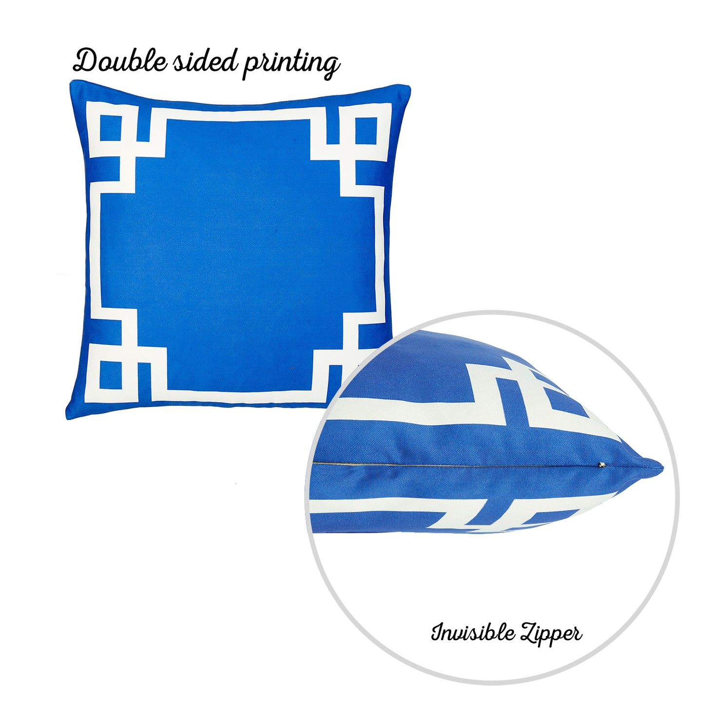 Geometric Blue&White Square Throw Pillow Cover & Insert