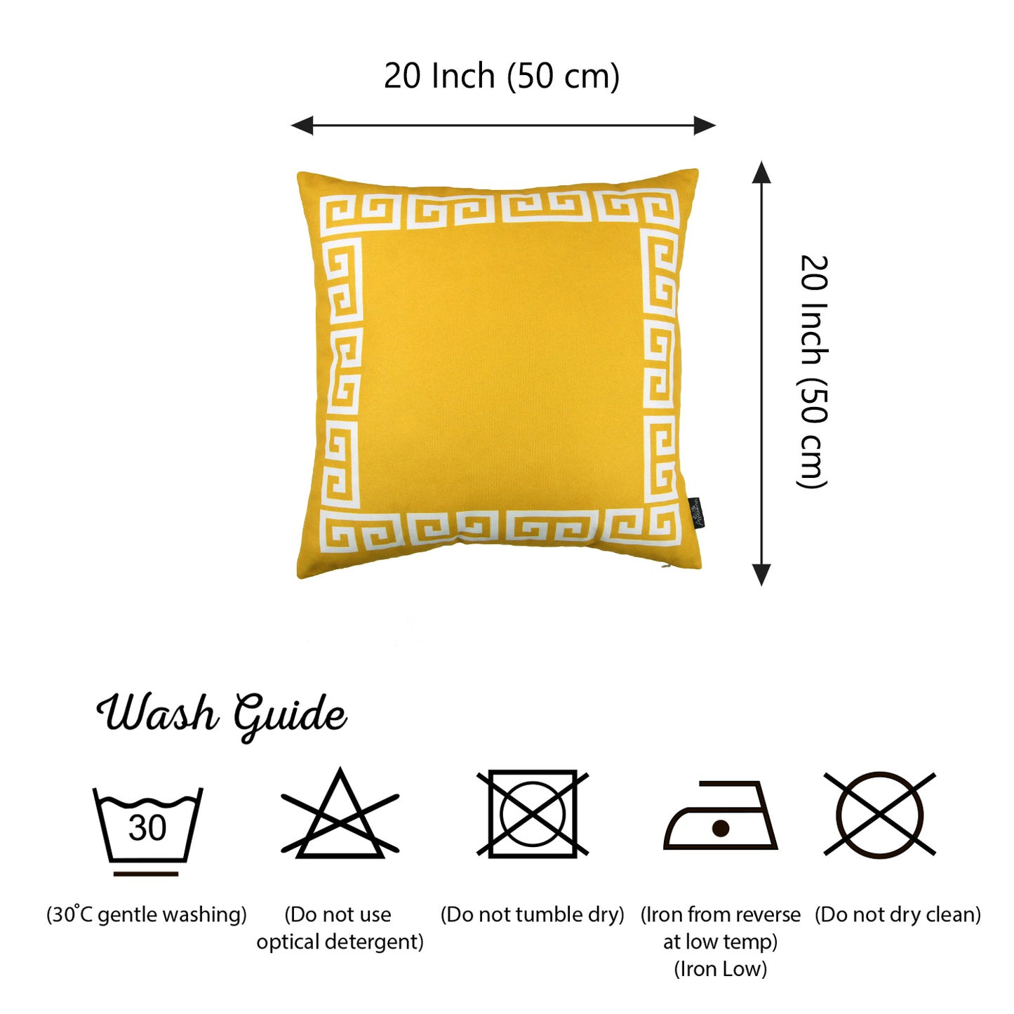 Decorative Single Throw Pillow Greek Key Square for Couch, Bedding