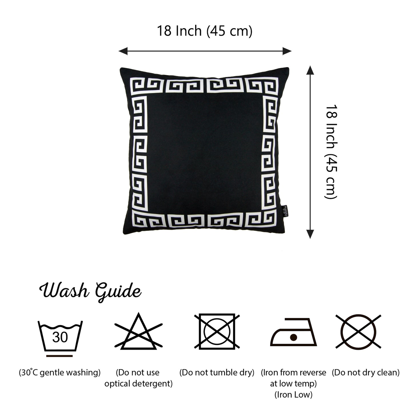 Decorative Single Throw Pillow Greek Key Square for Couch, Bedding