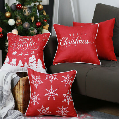 Decorative Christmas Throw Pillow Cover Set of 4 Square 18" x 18" for Couch, Bedding