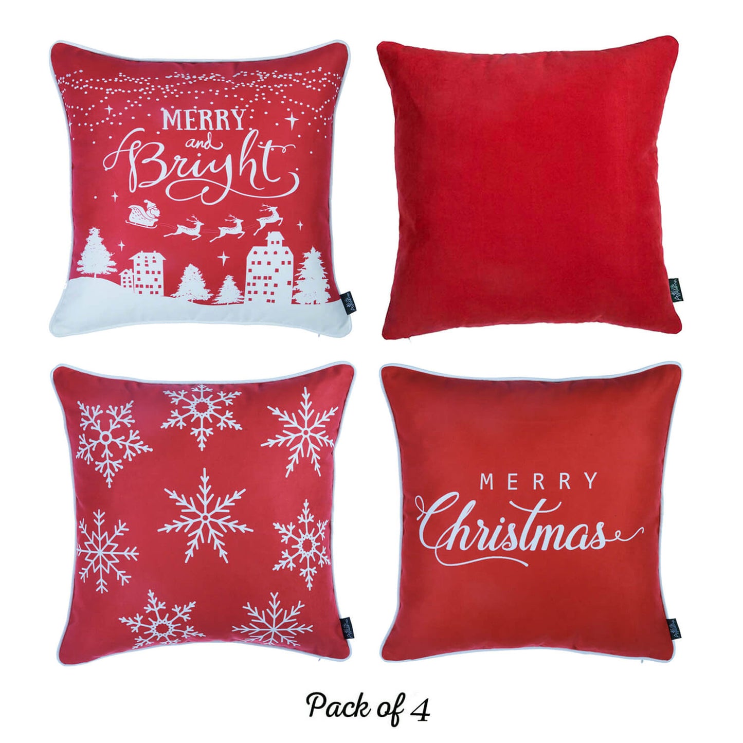 Christmas Decorative Throw Pillow Set of 4 Square 18" x 18" for Couch, Bedding