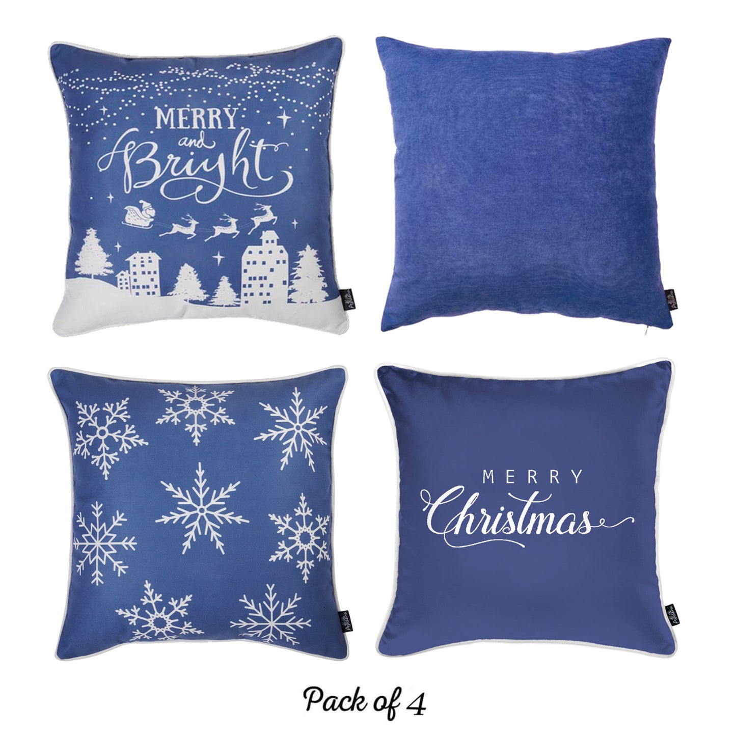 Decorative Christmas Throw Pillow Cover Set of 4 Square 18" x 18" for Couch, Bedding