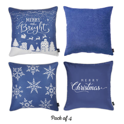 Christmas Decorative Throw Pillow Set of 4 Square 18" x 18" for Couch, Bedding