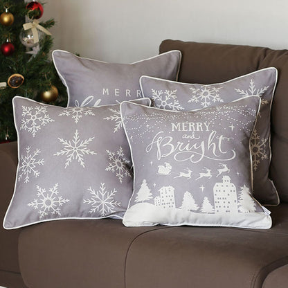 Decorative Christmas Throw Pillow Cover Set of 4 Square 18" x 18" for Couch, Bedding