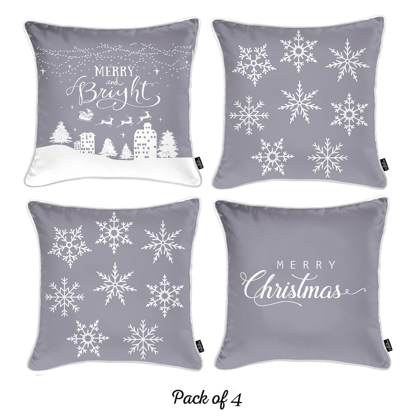 Decorative Christmas Throw Pillow Cover Set of 4 Square 18" x 18" for Couch, Bedding