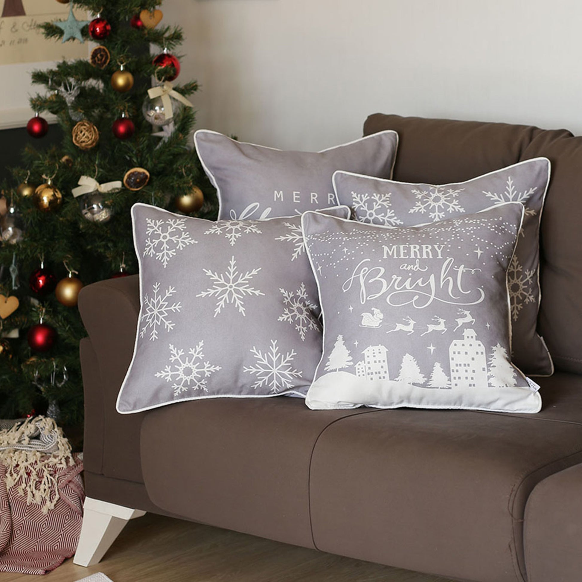 Christmas Decorative Throw Pillow Set of 4 Square 18 x 18 for Couch, –  MIKE & Co. NEW YORK