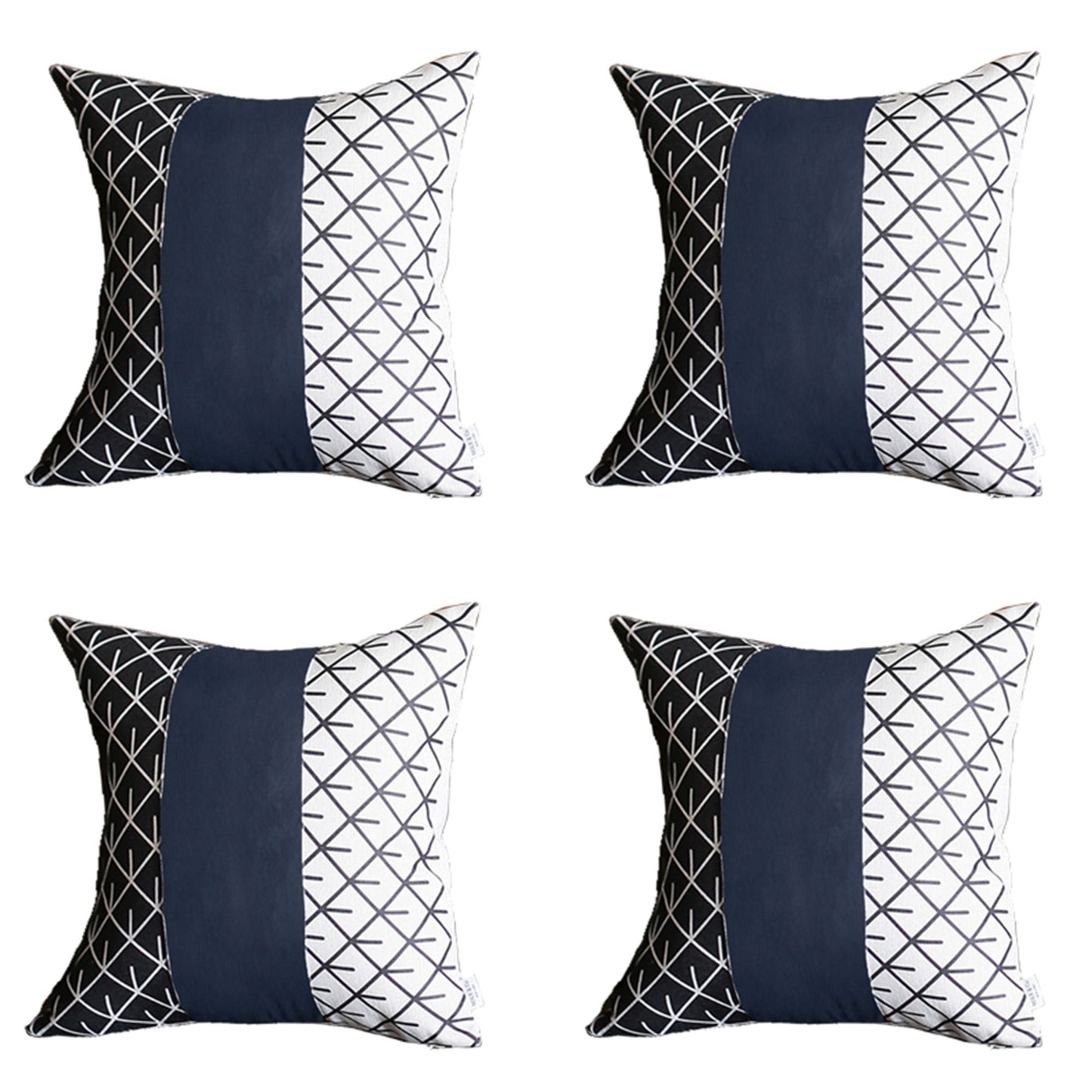 Bohemian Set of  4 Handmade Decorative Throw Pillow Vegan Faux Leather Geometric for Couch, Bedding