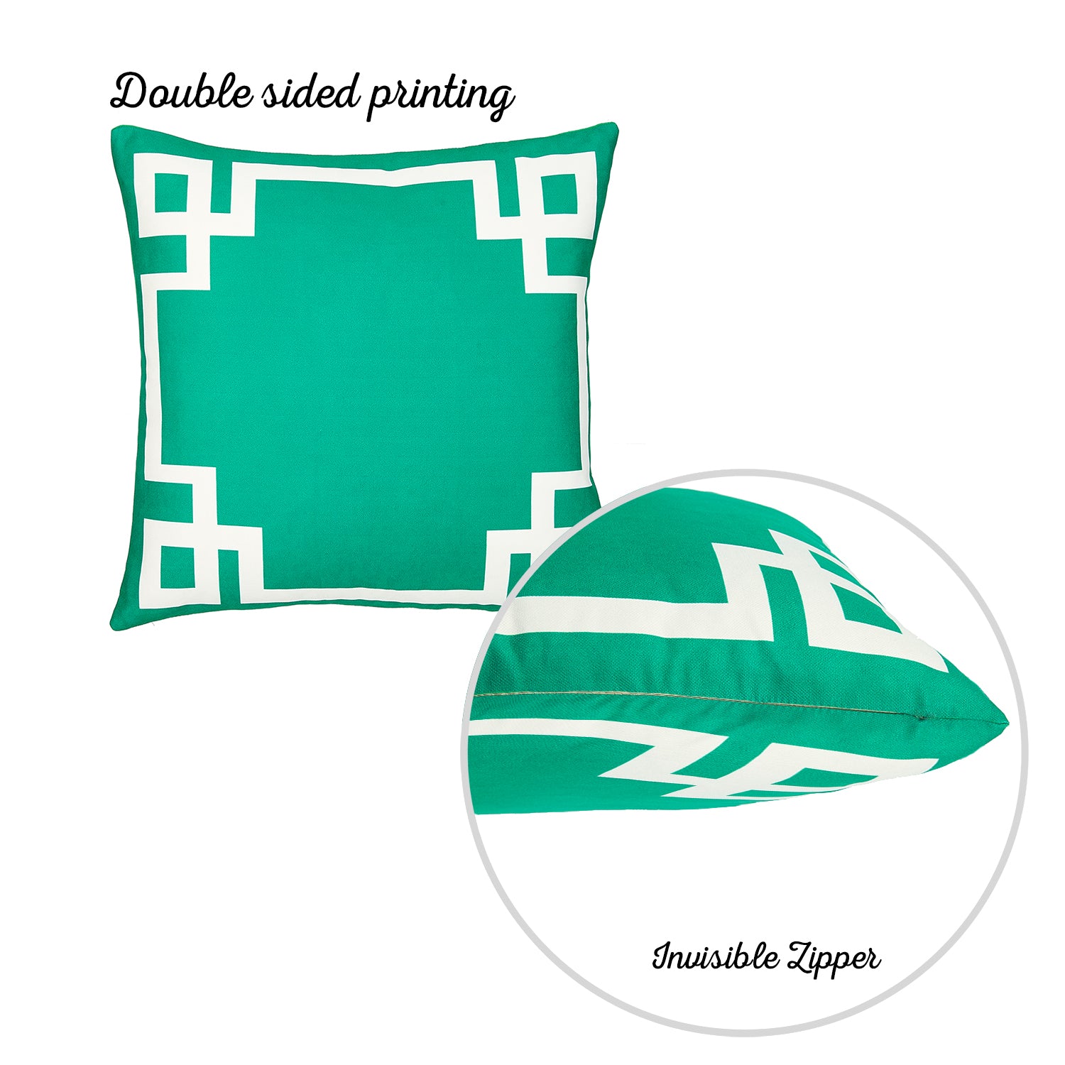 Geometric Green&White Square Throw Pillow Cover - Apolena