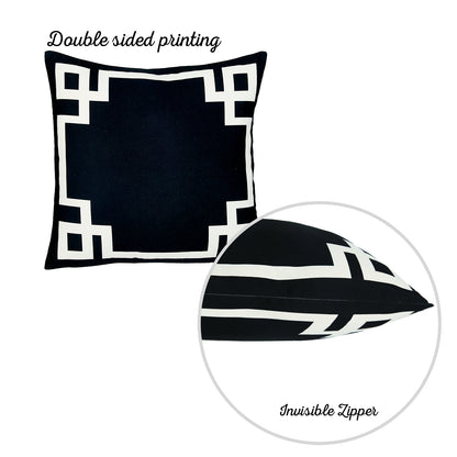 Geometric Black&White Square Decorative Throw Pillow Cover - Apolena