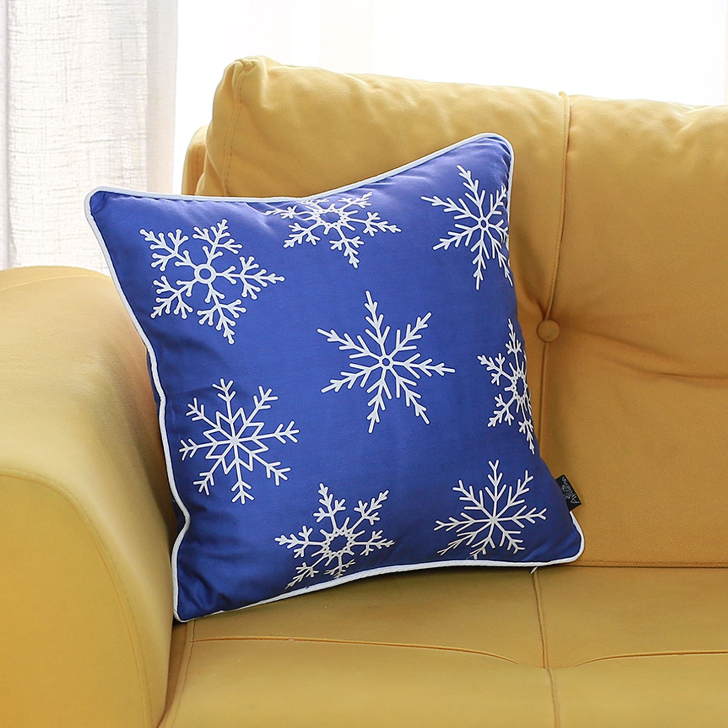 Decorative Christmas Snowflakes Single Throw Pillow Cover 18" x 18" Square for Couch, Bedding