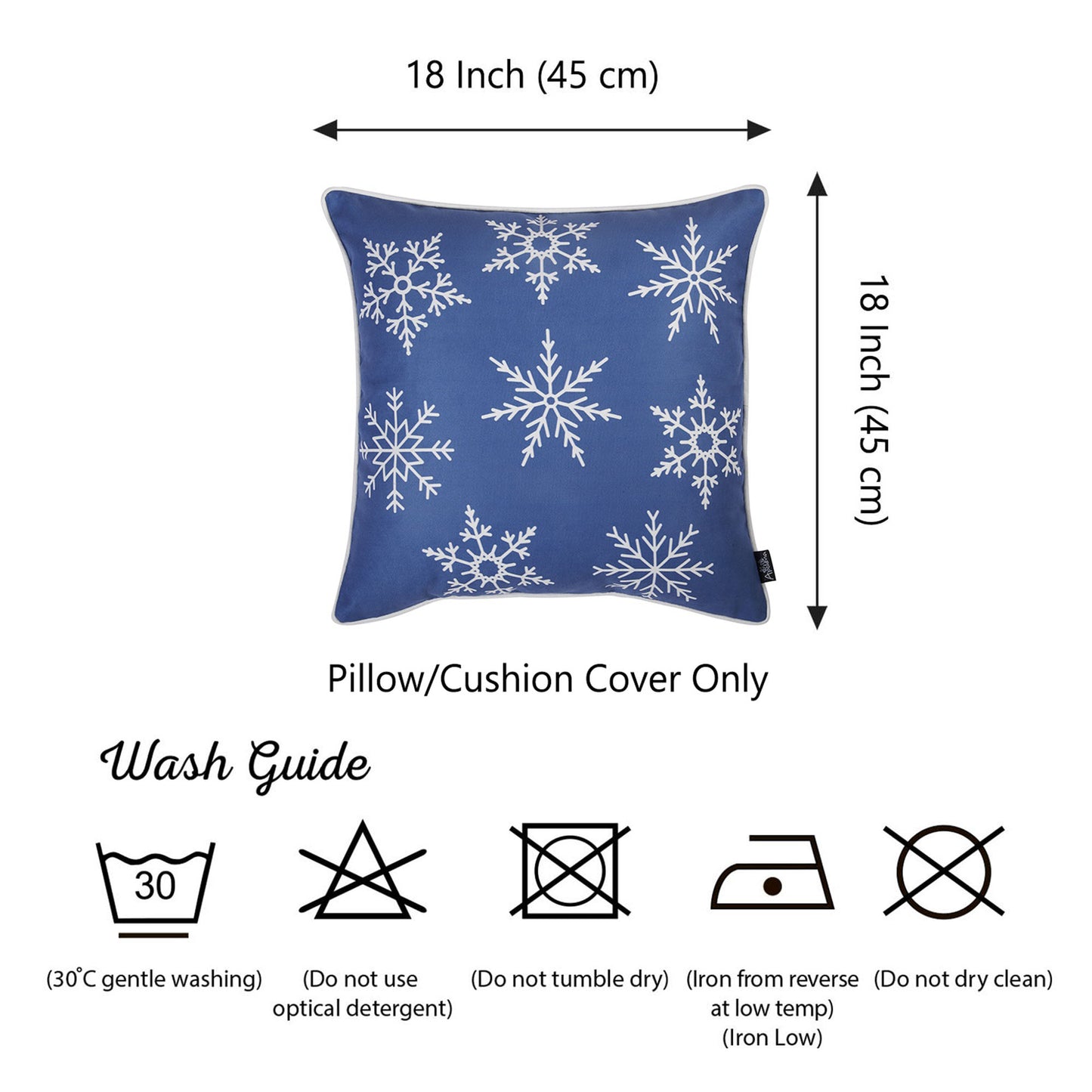 Decorative Christmas Snowflakes Single Throw Pillow Cover 18" x 18" Square for Couch, Bedding