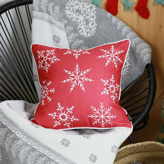 Decorative Christmas Snowflakes Single Throw Pillow Cover 18" x 18" Square for Couch, Bedding