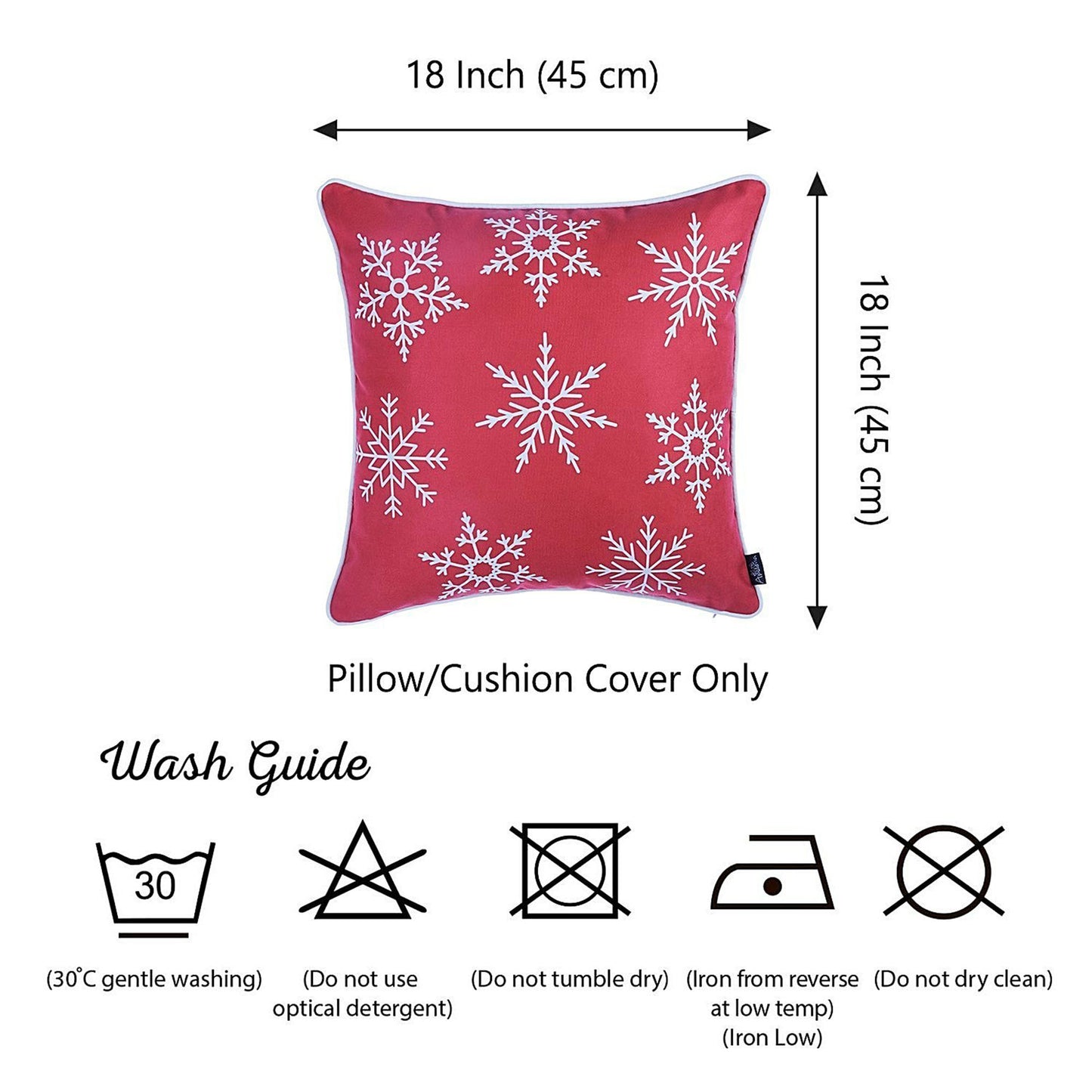 Decorative Christmas Snowflakes Single Throw Pillow Cover 18" x 18" Square for Couch, Bedding