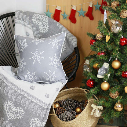 Decorative Christmas Snowflakes Single Throw Pillow Cover 18" x 18" Square for Couch, Bedding