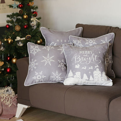 Decorative Christmas Snowflakes Single Throw Pillow Cover 18" x 18" Square for Couch, Bedding