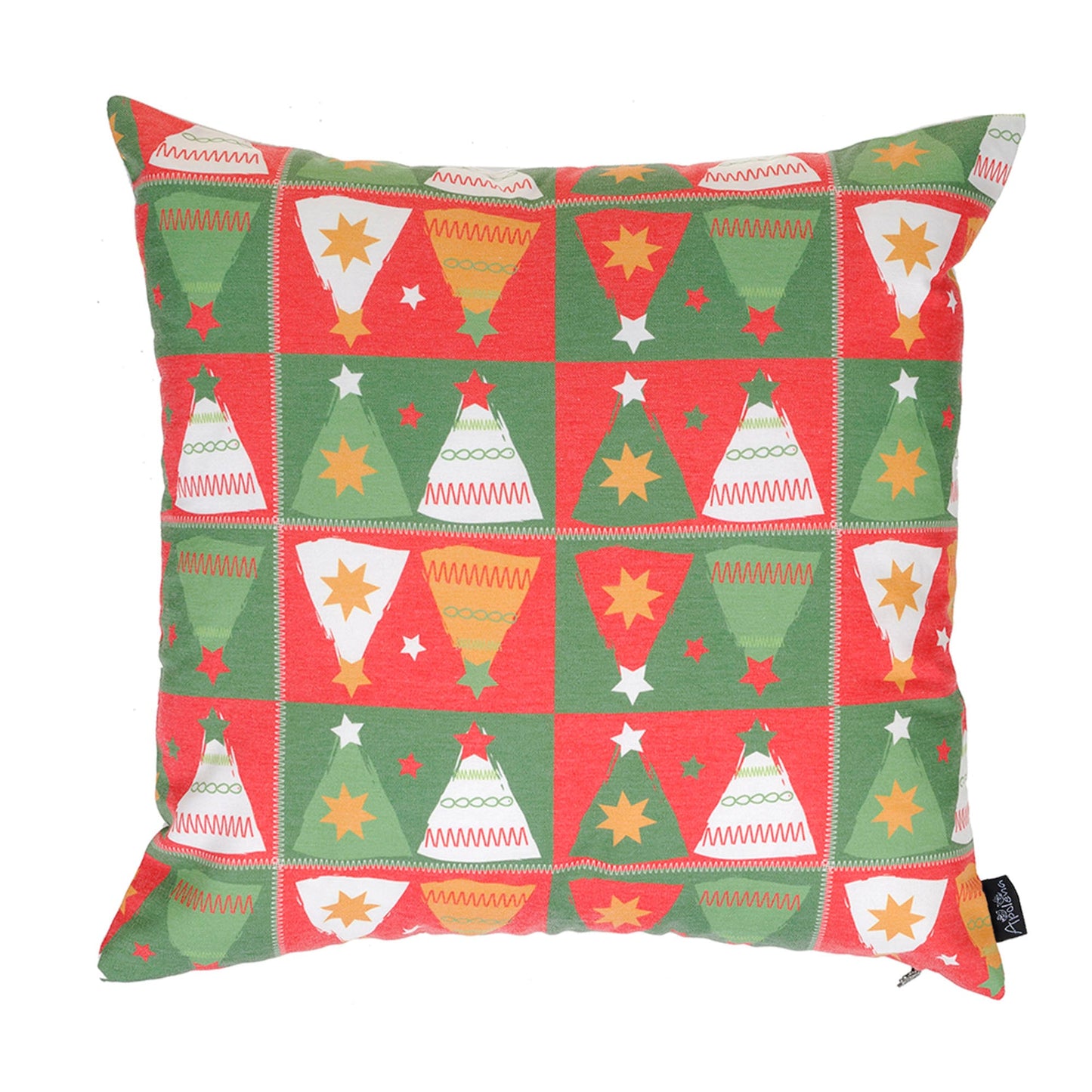 Christmas Trees Decorative Single Throw Pillow 18" x 18" Red & Green Square for Couch, Bedding