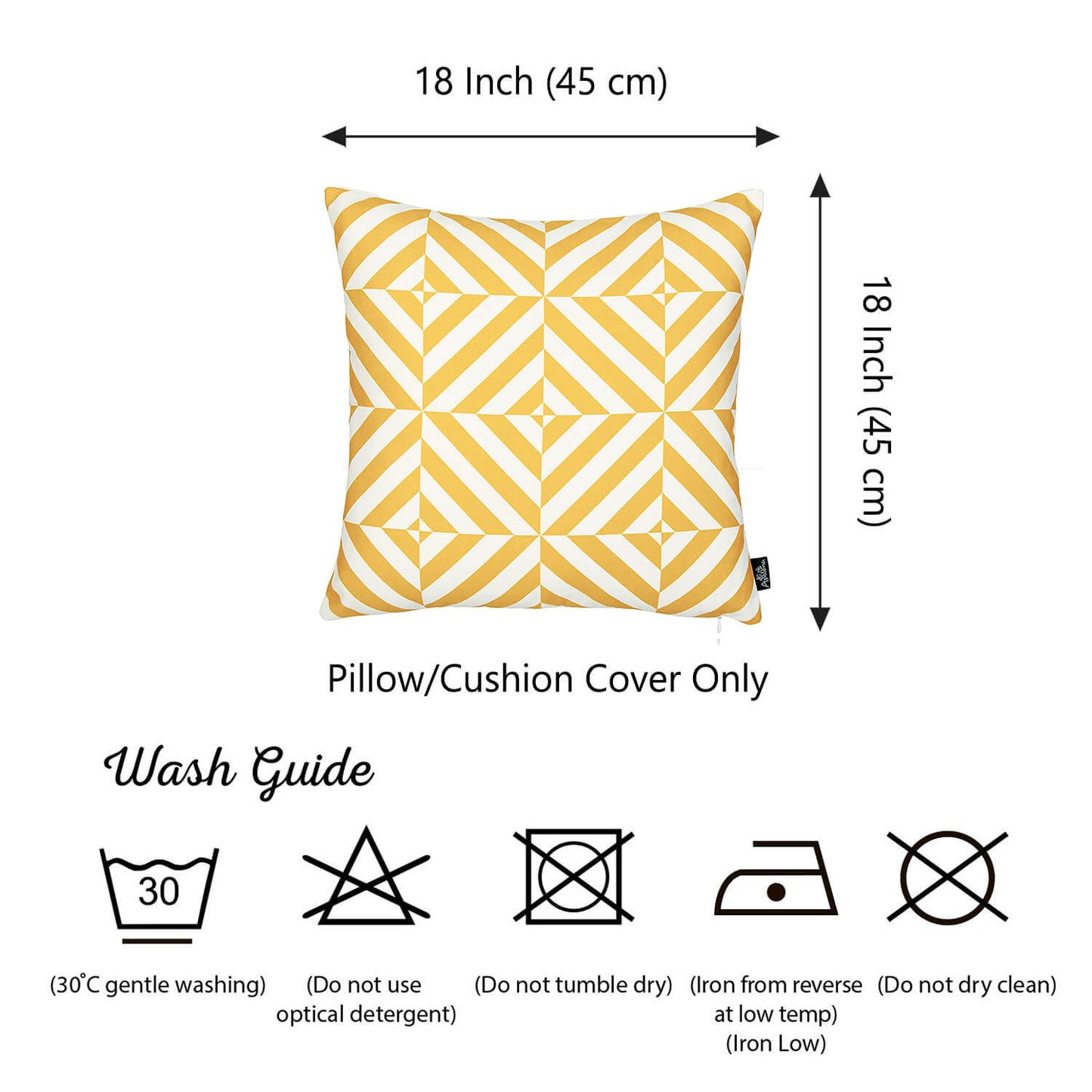 Geometric Yellow Diagram Square 18" Throw Pillow Cover - Apolena