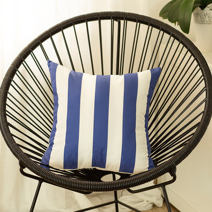 Geometric Blue Stripes Square 18" Throw Pillow Cover - Apolena