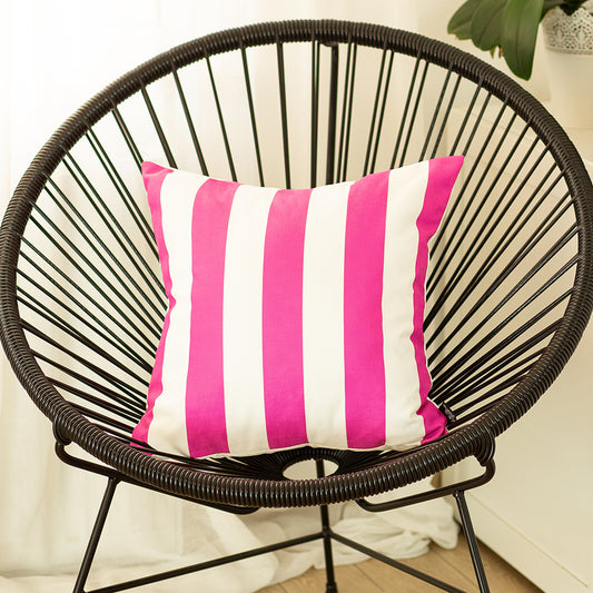 Geometric Pink Stripes Square 18" Throw Pillow Cover & Insert