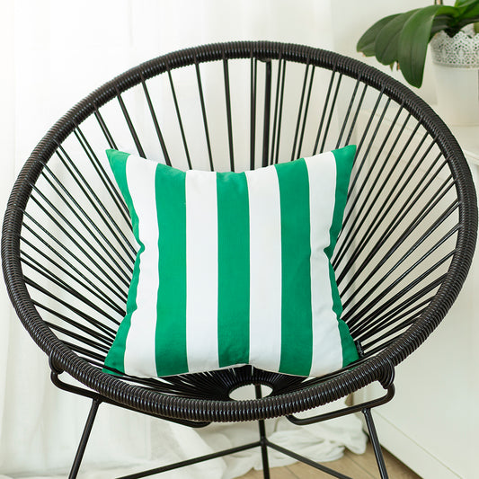 Geometric Green Stripes Square 18" Throw Pillow Cover - Apolena