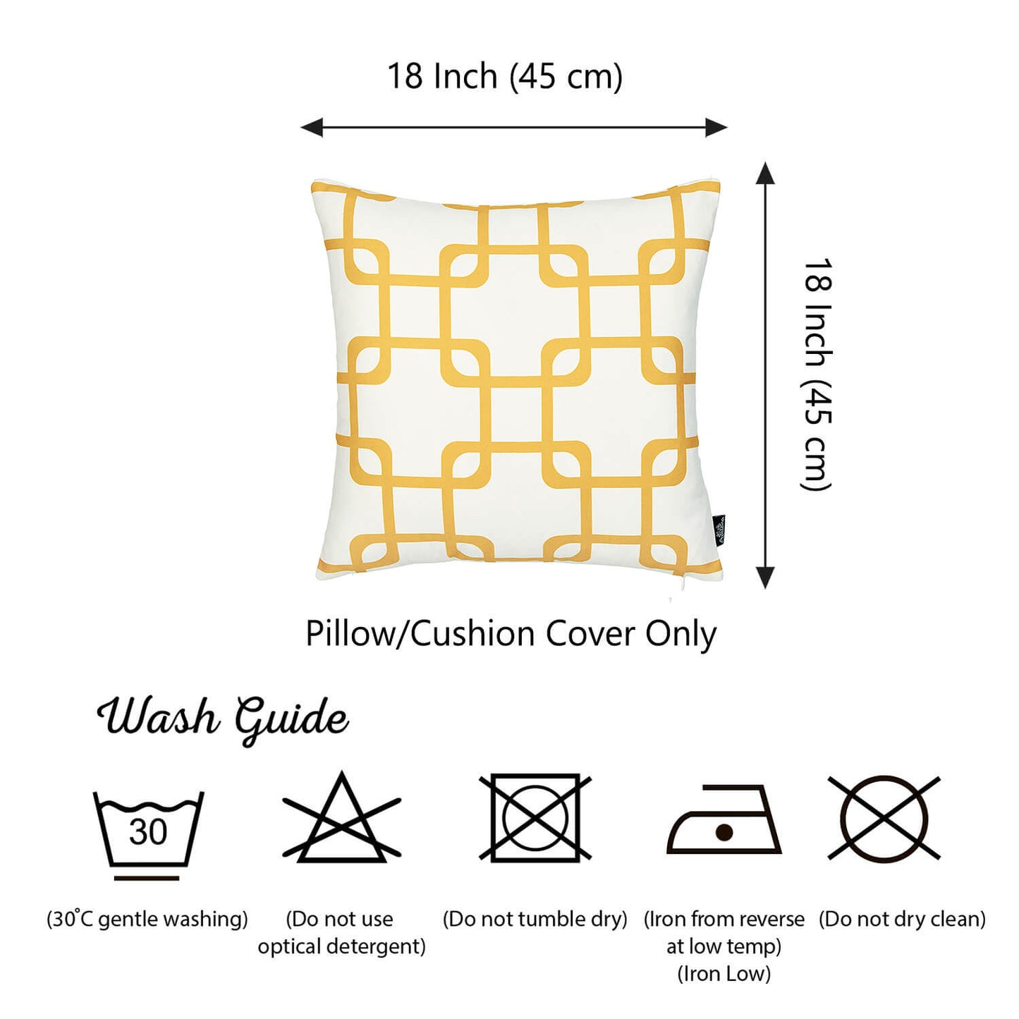 Geometric Yellow Squares Square 18" Throw Pillow Cover - Apolena