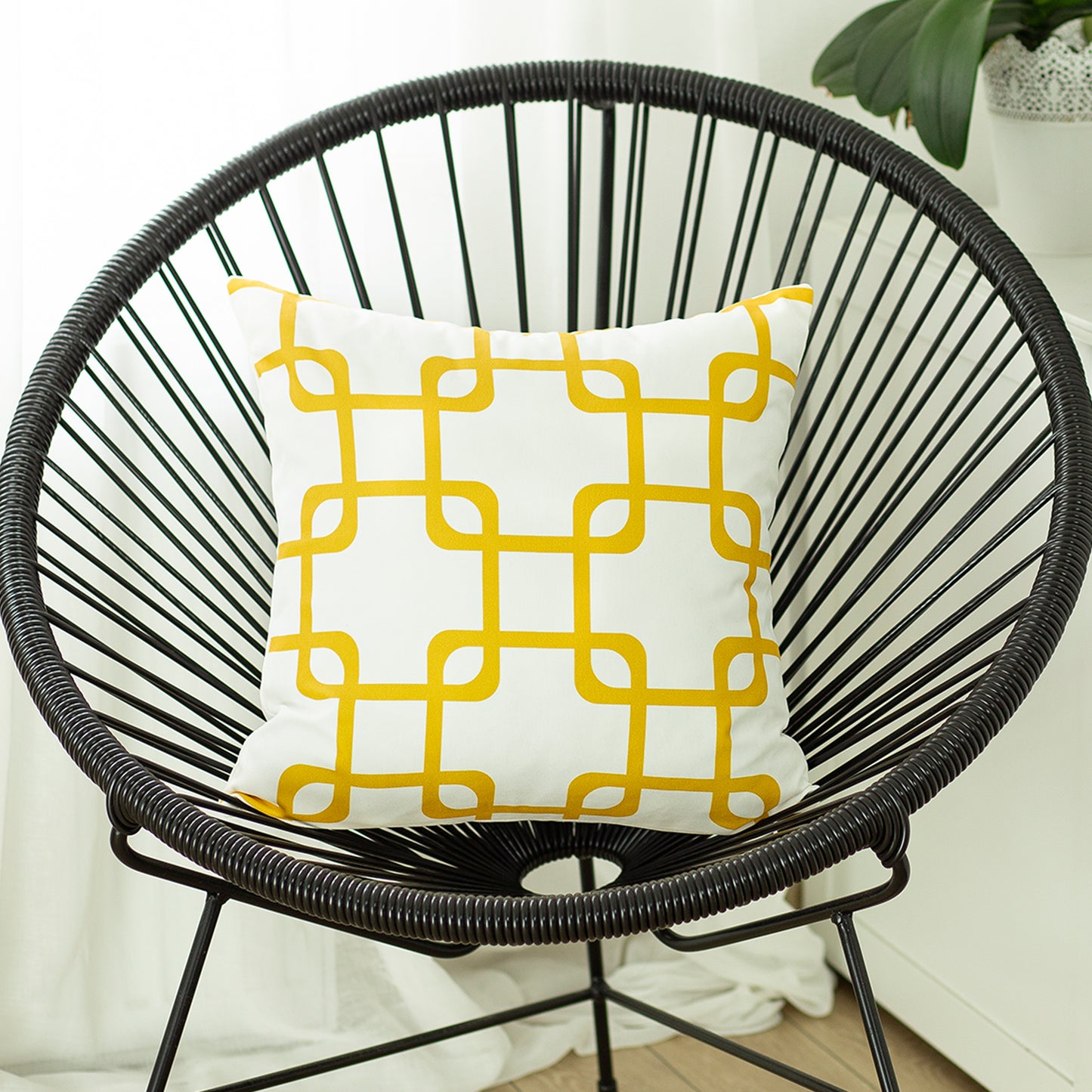 Geometric Yellow Squares Square 18" Throw Pillow Cover - Apolena