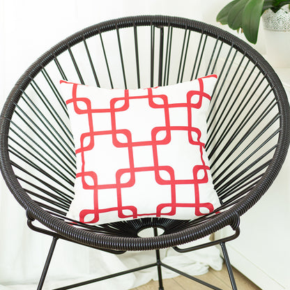 Geometric Red Squares Square 18" Throw Pillow Cover - Apolena