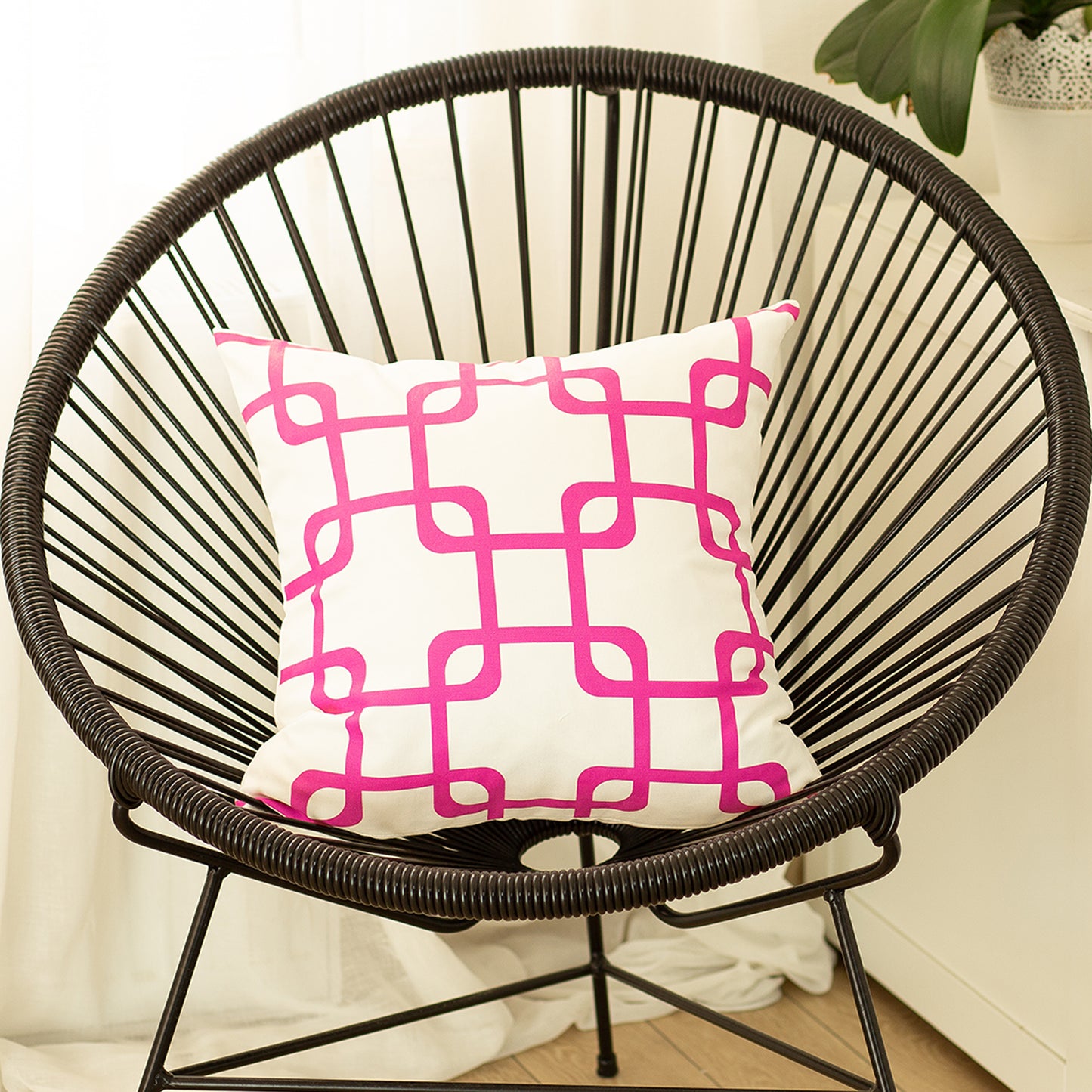 Geometric Pink Squares Square 18" Throw Pillow Cover - Apolena