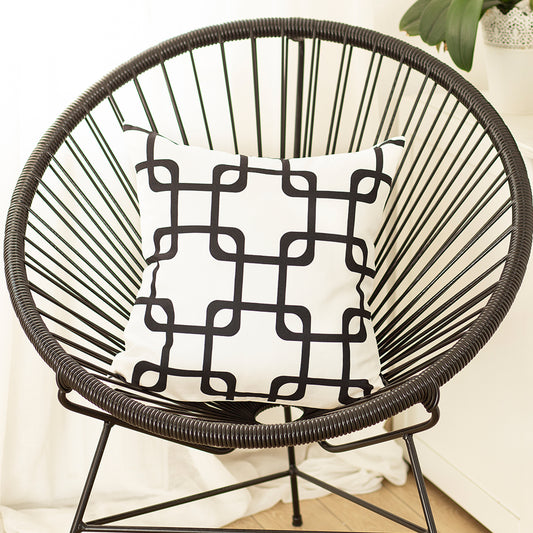 Geometric Black Squares Square 18" Throw Pillow Cover - Apolena