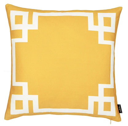 Geometric Yellow&White Square Throw Pillow Cover & Insert