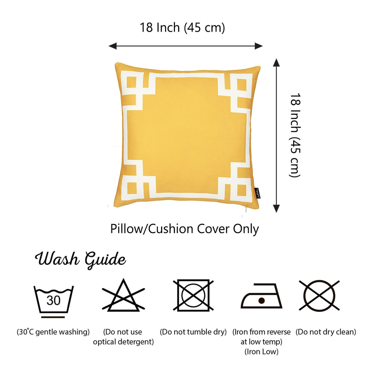 Geometric Yellow&White Square Throw Pillow Cover & Insert