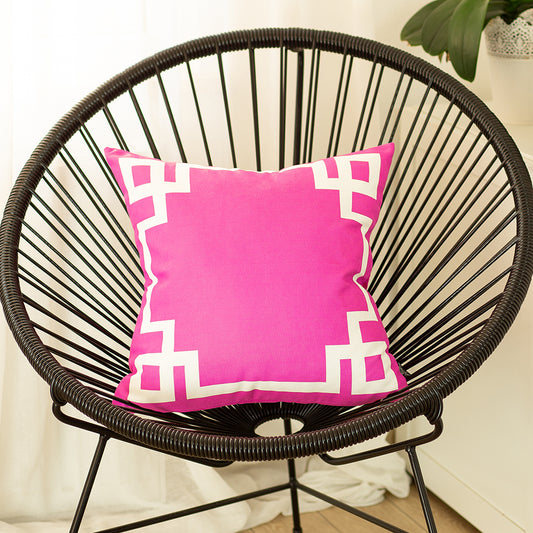 Geometric Pink&White Square 18" Throw Pillow Cover & Insert