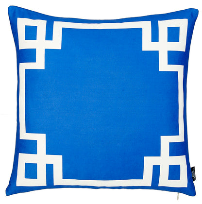 Geometric Blue&White Square Throw Pillow Cover & Insert