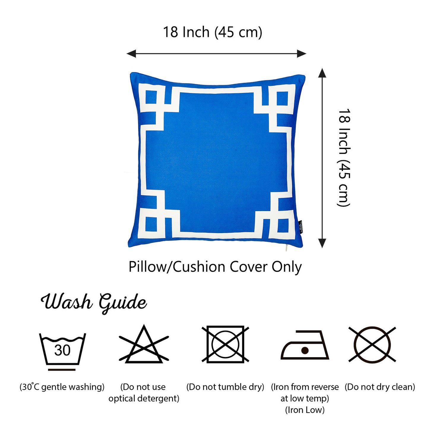 Geometric Blue&White Square Throw Pillow Cover & Insert