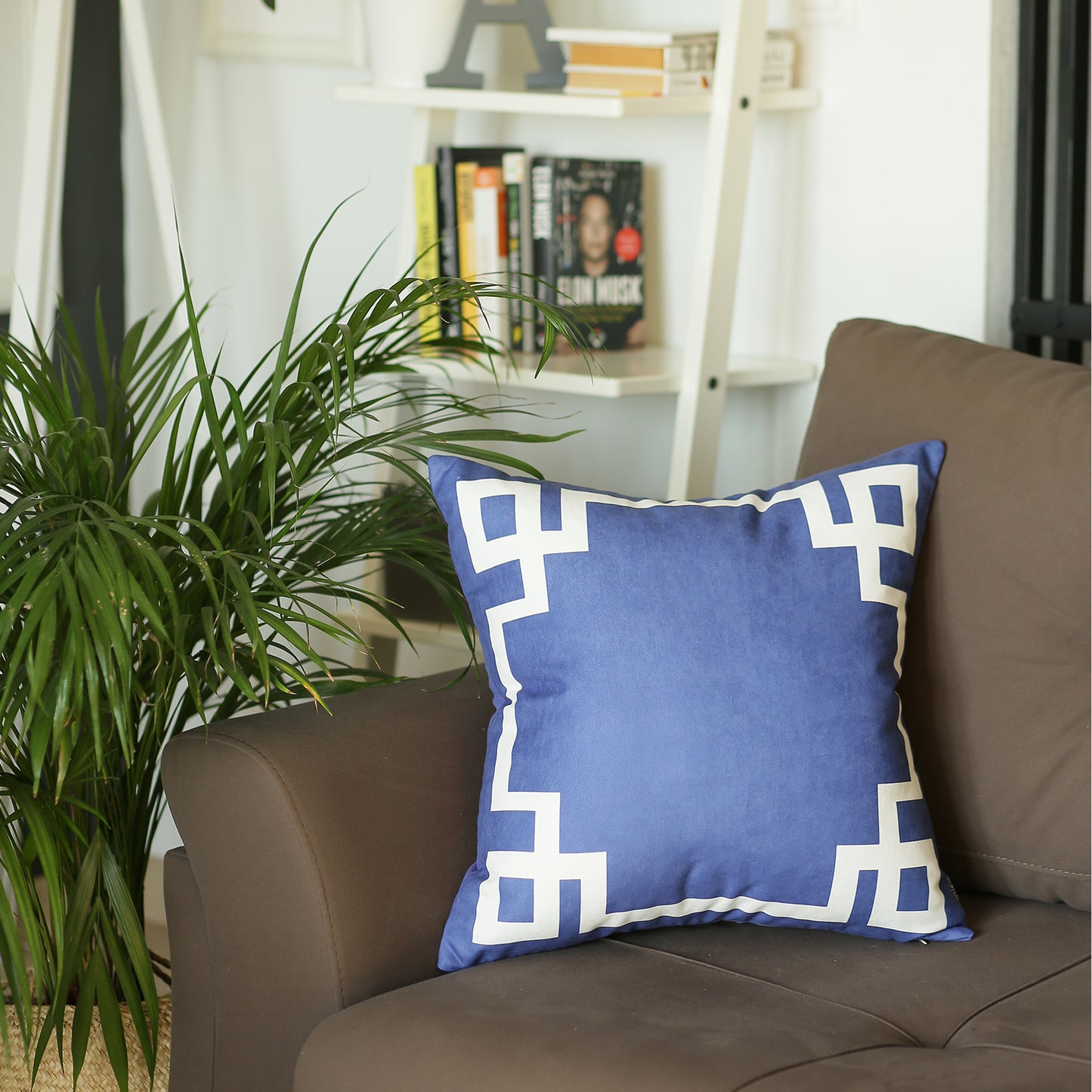 Geometric Blue&White Square Throw Pillow Cover & Insert