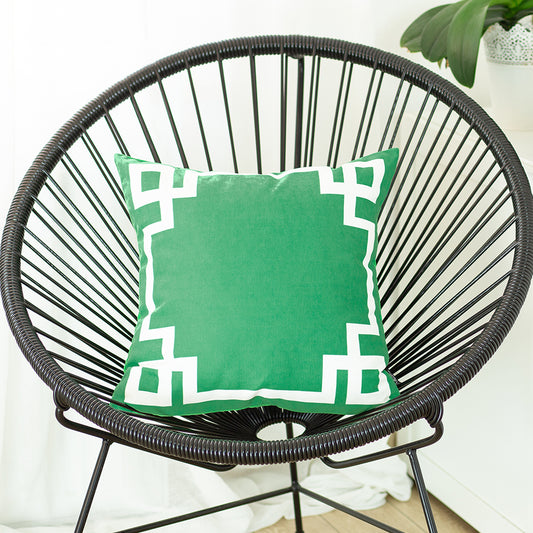 Geometric Green&White Square Throw Pillow Cover & Insert